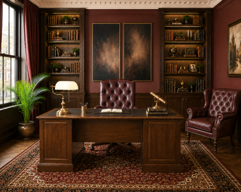 The Oxblood Office That Makes Every Other Workspace Look Timid