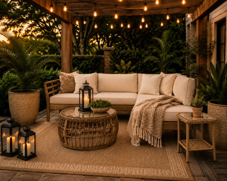 Under the Pergola: A Cozy Outdoor Patio Lounge