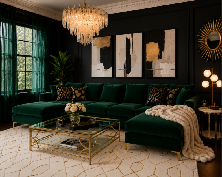 Emerald, Black and Gold — The Art Deco Living Room Nobody Expects From Amazon