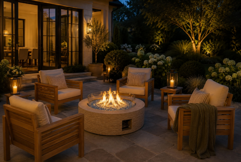 A Cozy Outdoor Fire Pit Lounge for Early Fall Evenings