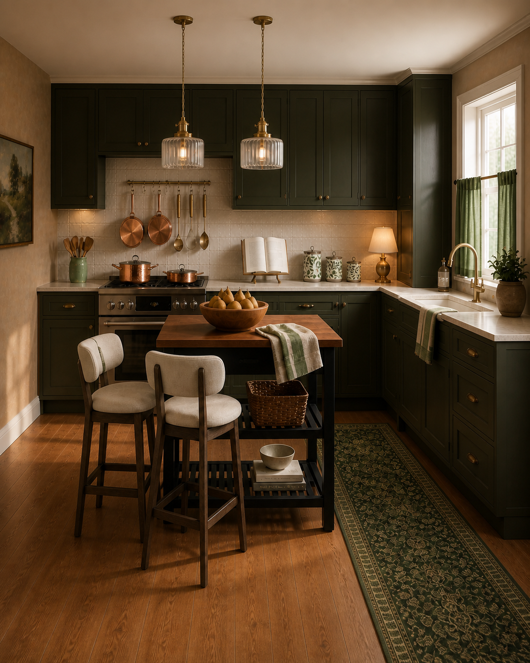 Instagram portrait view of the moody European kitchen