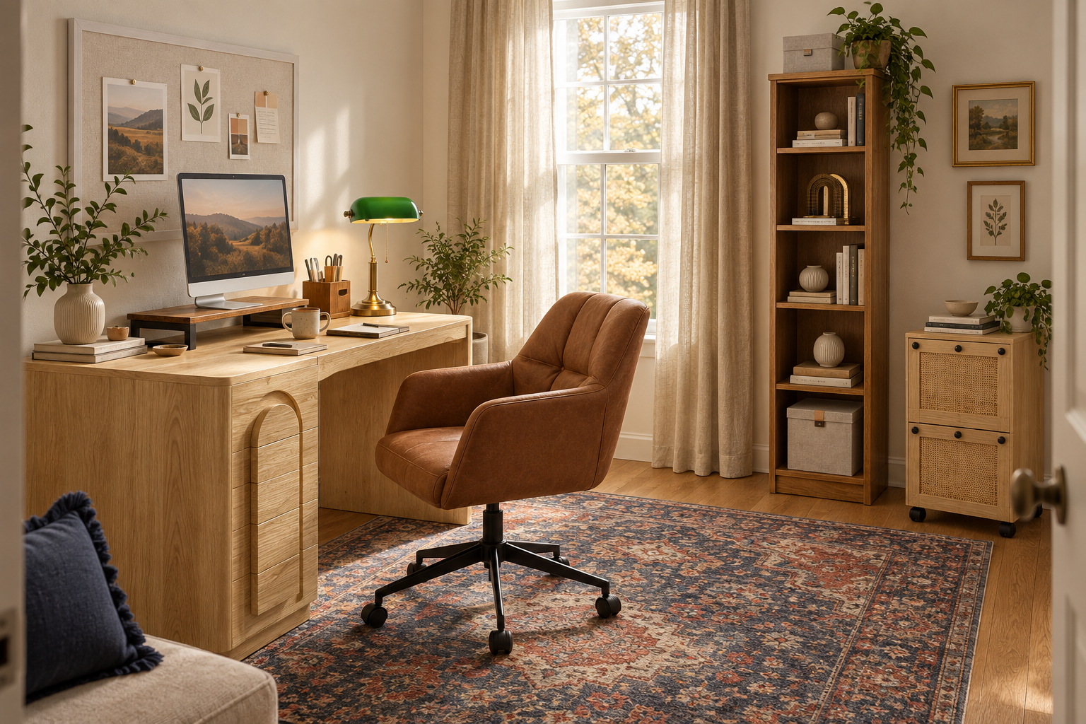 Warm Oak Home Office Ideas for an Affordable Study Space